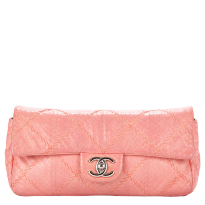 Chanel 2011 Ltd Edition Pink Python Single Flap Bag