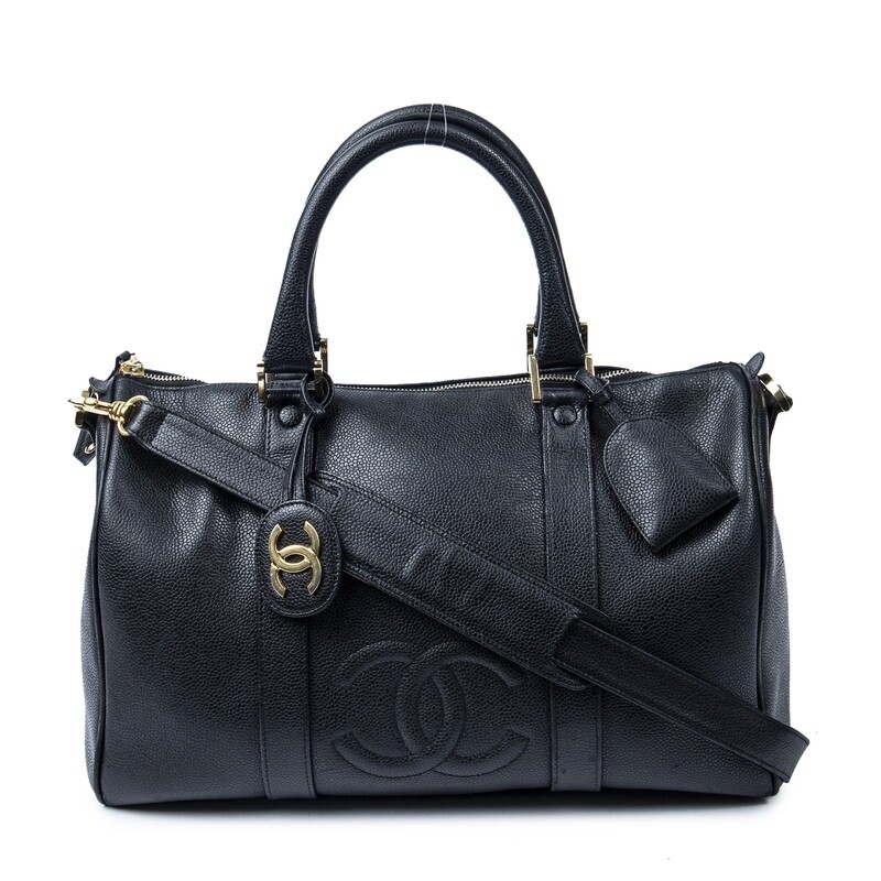 Chanel CC Black Caviar Bowler Weekender