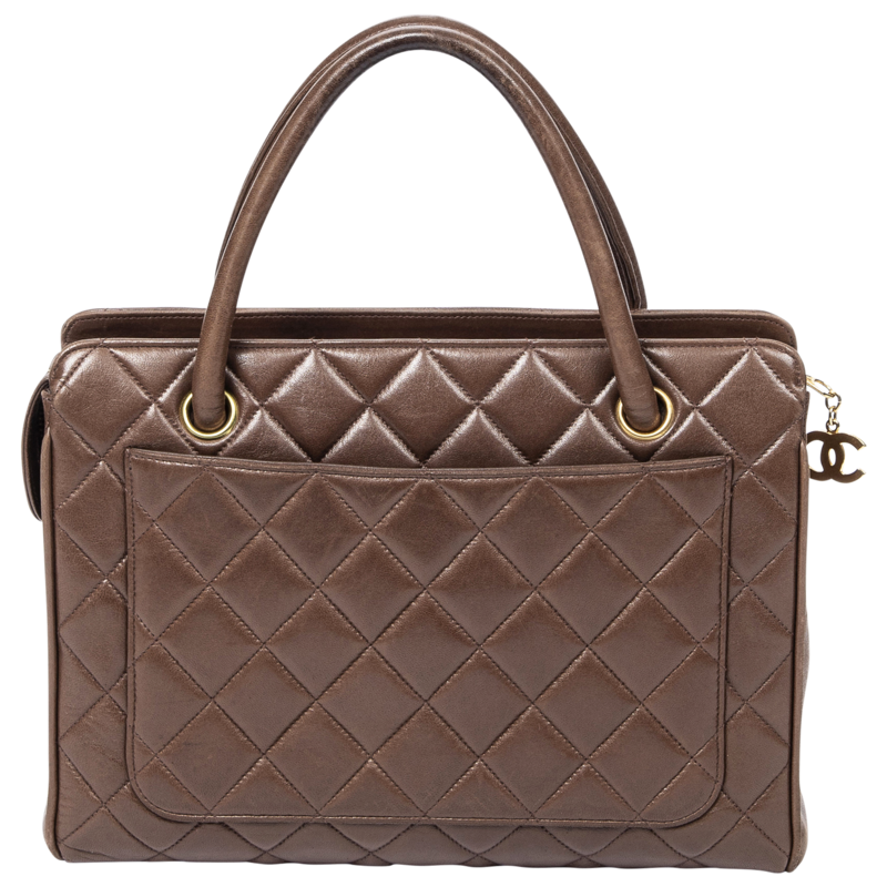 Chanel 1996 Brown Quilted Square Top Handle Bag