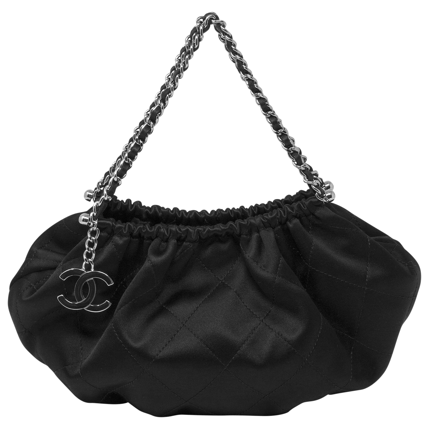 Chanel Black Satin Mini CC Charm Bag