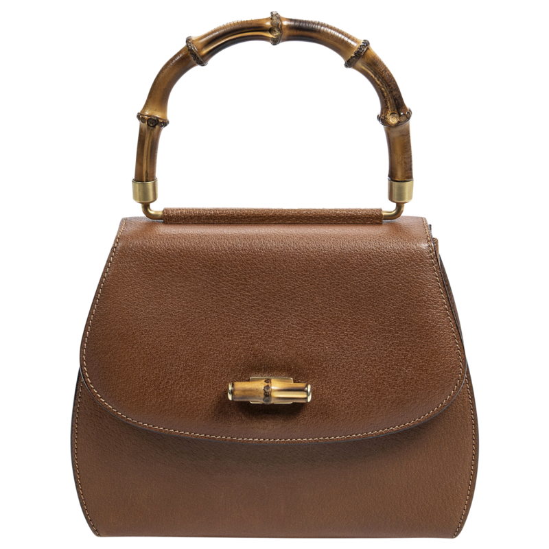Gucci 80s Light Brown Bamboo Top Handle Flap