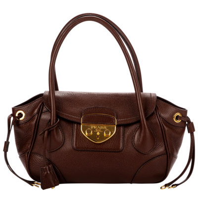 Prada Brown Grained Leather Small Tote