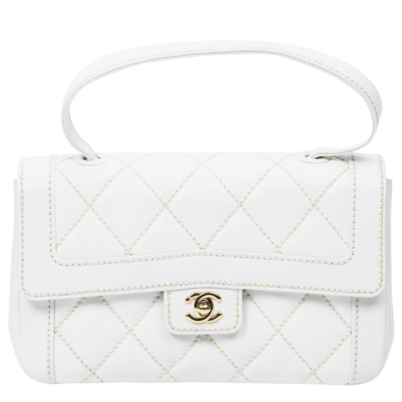 Chanel 2004 White Wild Stitch Top Handle Bag