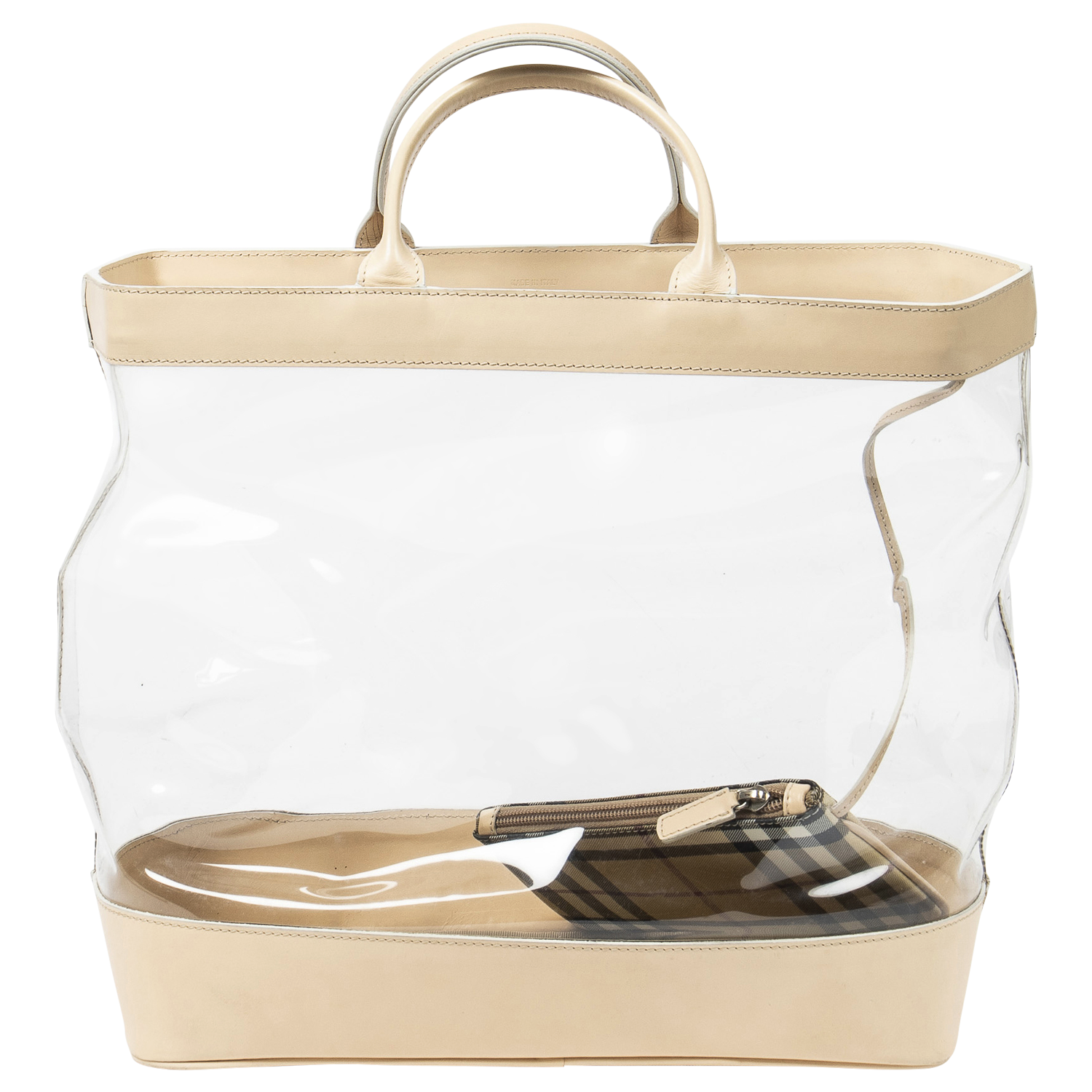 Burberry Beige Transparent PVC Large Clear Tote shop