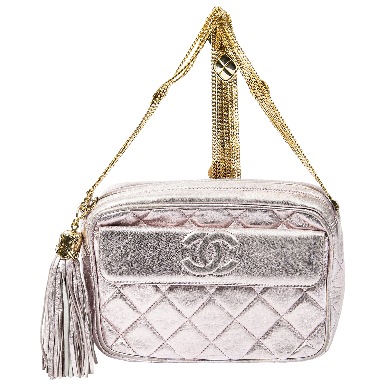 Chanel Pink Quilted Lambskin Leather Small Tassel Chain Camera Bag - shop 