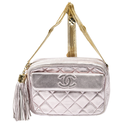 Chanel Pink Quilted Lambskin Leather Small Tassel Chain Camera Bag