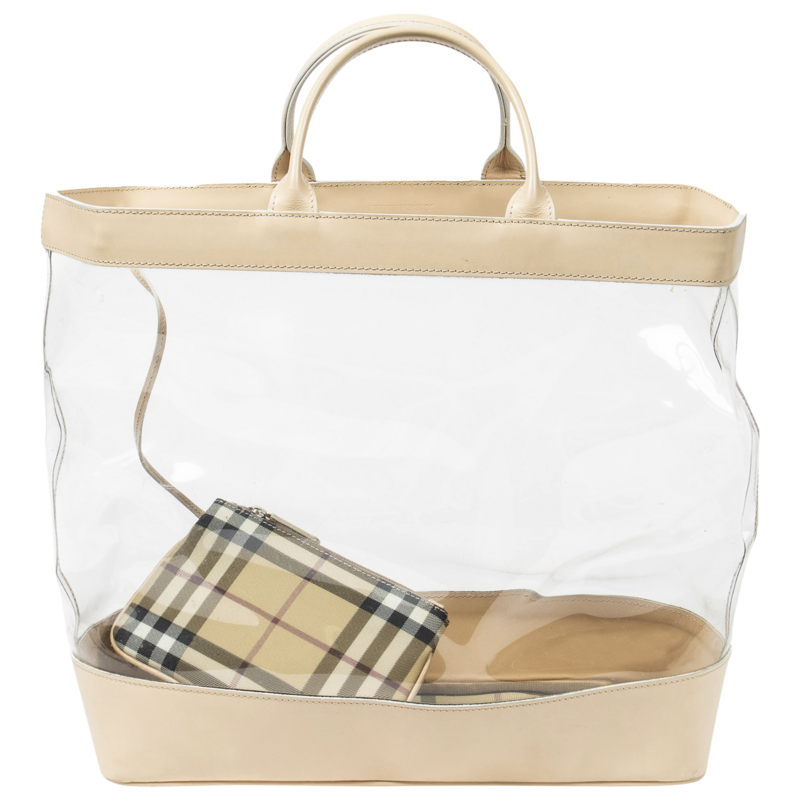 Burberry Beige/Transparent PVC Large Clear Tote