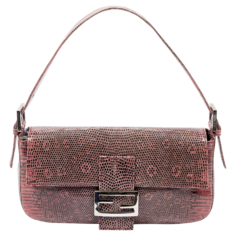 Fendi Limited Edition Lizard Leather Embellished Baguette