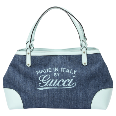 Gucci Mint Blue Logo Tote