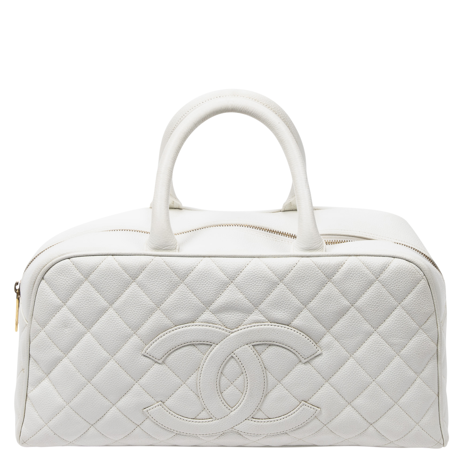 Chanel White 2003 CC Medium Top Handle Bag