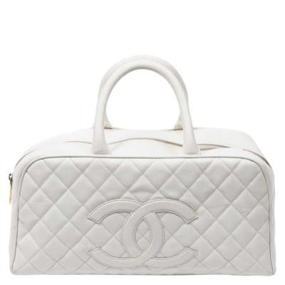 Chanel White 2003 CC Medium Top Handle Bag