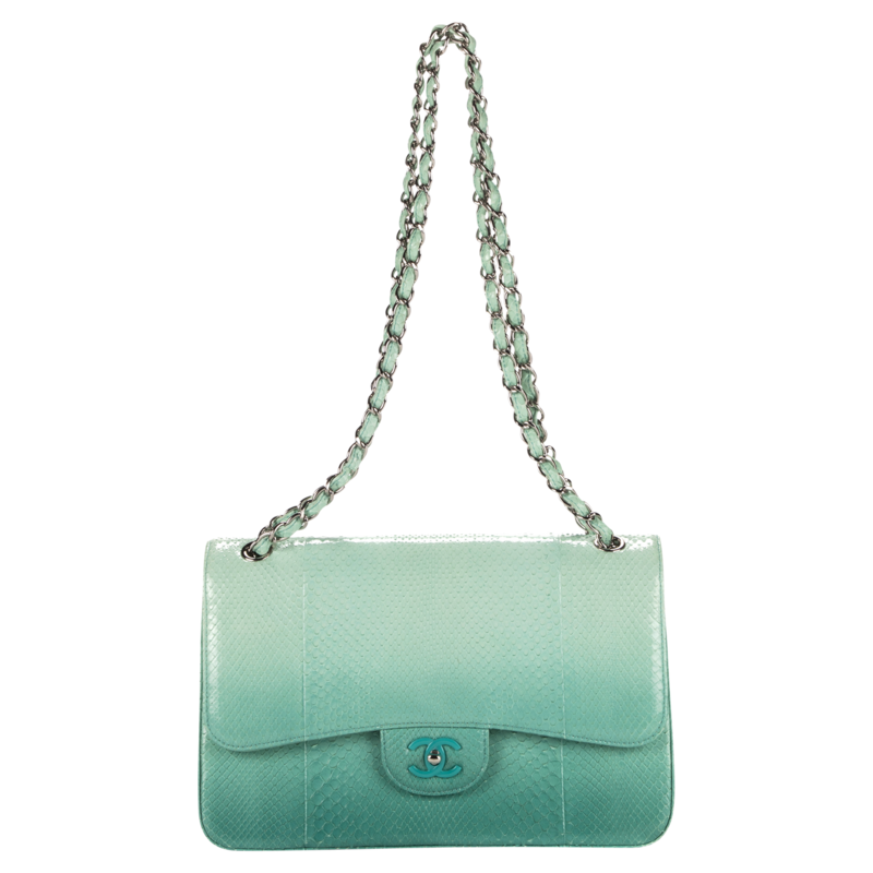 Chanel Teal 2015 Jumbo Ombre Double Flap Bag