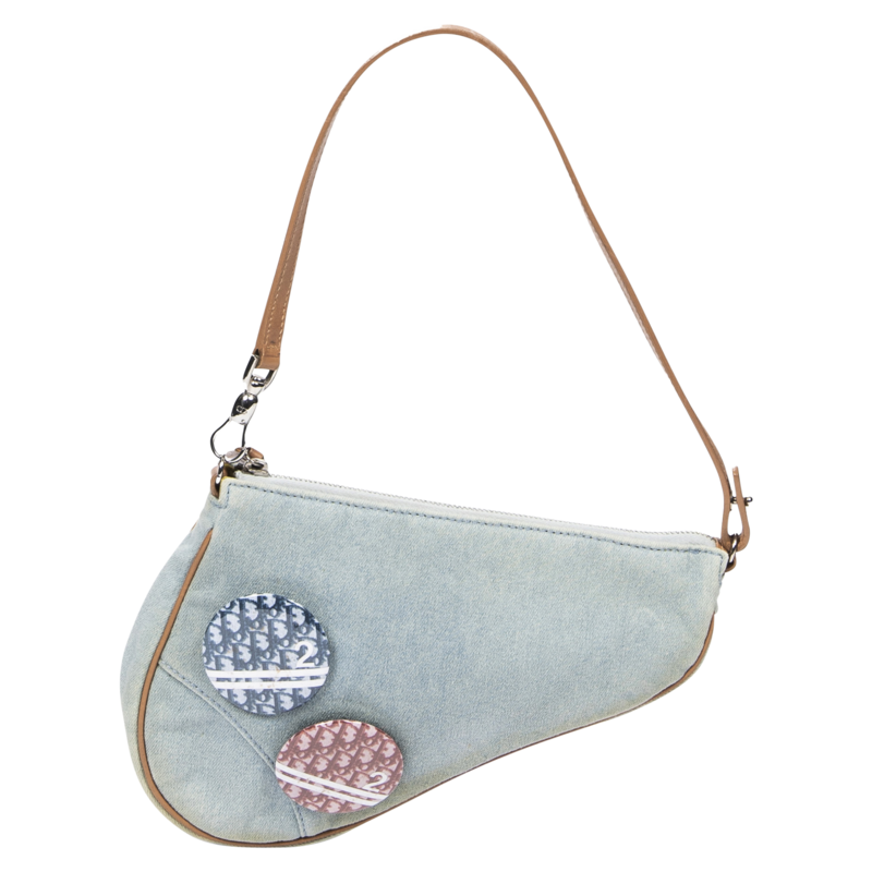 Christian Dior Light Blue by John Galliano 2001 Retro Pins Saddle Bag