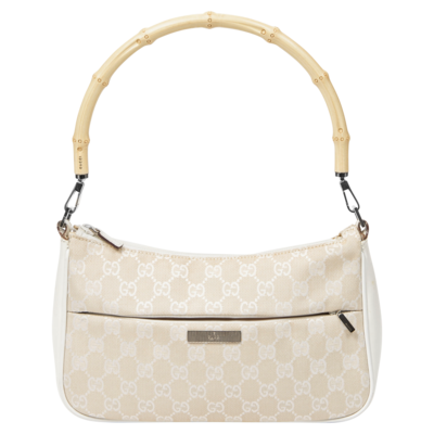 Gucci By Tom Ford White/Beige GG Bamboo Shoulder Bag