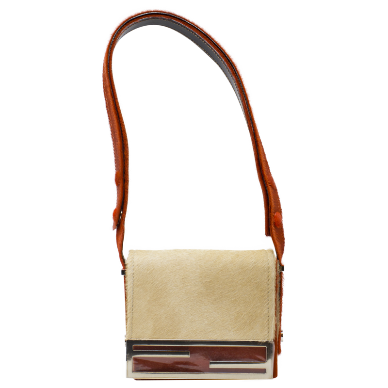 Fendi Beige Logo Pony Hair Crossbody