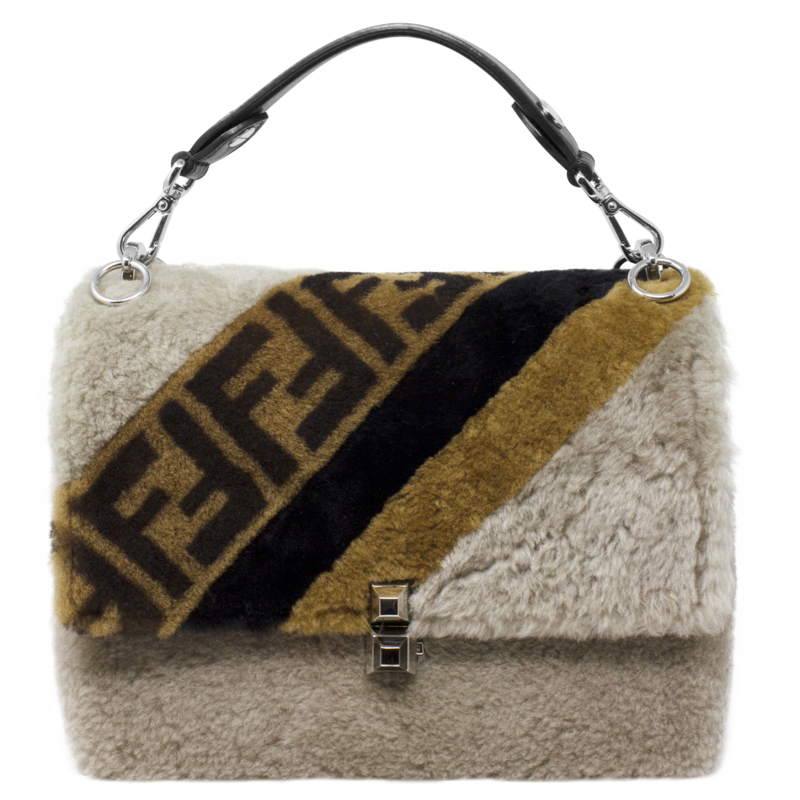 Fendi Limited Edition Shearling Zucca Flap Bag