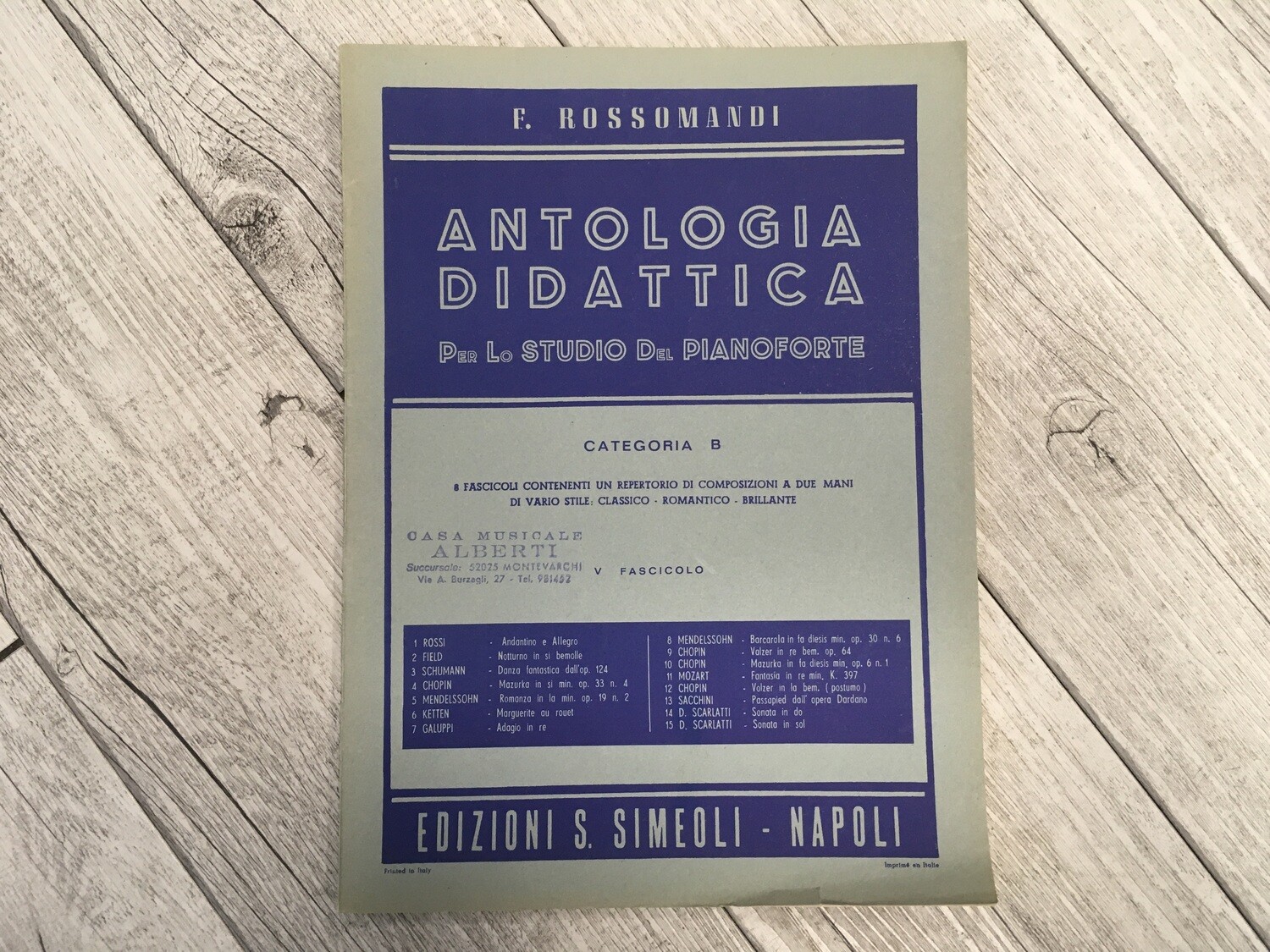 F. ROSSOMANDI - Antologia didattica per lo studio del pianoforte Categoria B Vol. 5