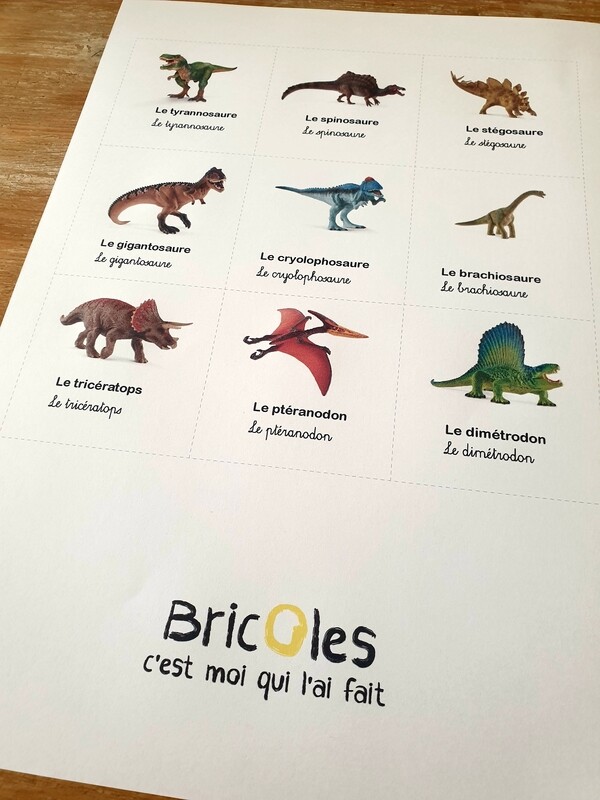 GRATUIT - Cartes de nomenclature dino