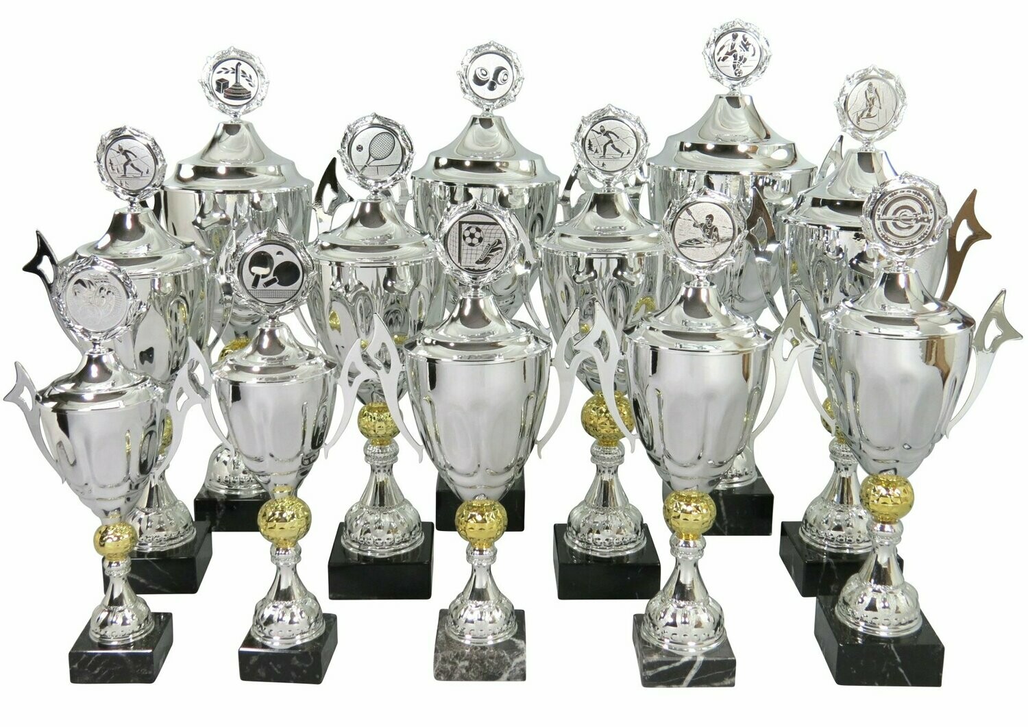Pokalserie silber-gold mit Henkel