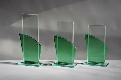 Glasständerserie mit Spiegel grün