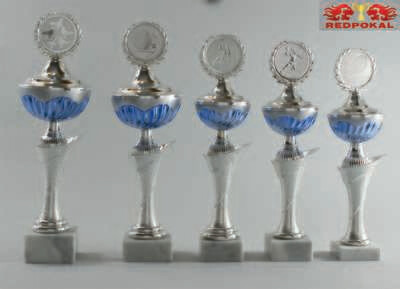 5er Pokalserie silber-blau, 30-35 cm E569/1-5