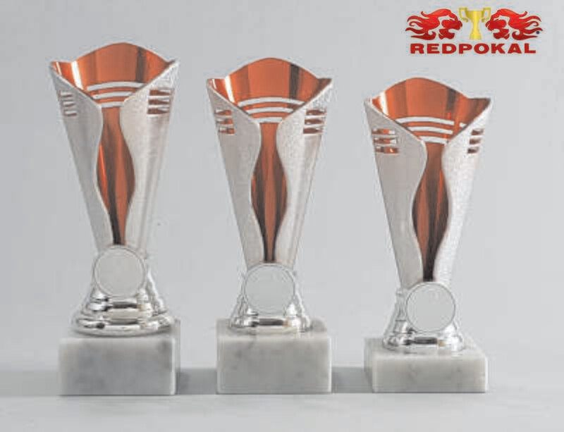 3er Pokalserie Kunststoff silber-rot, 16-18 cm E639/1-3