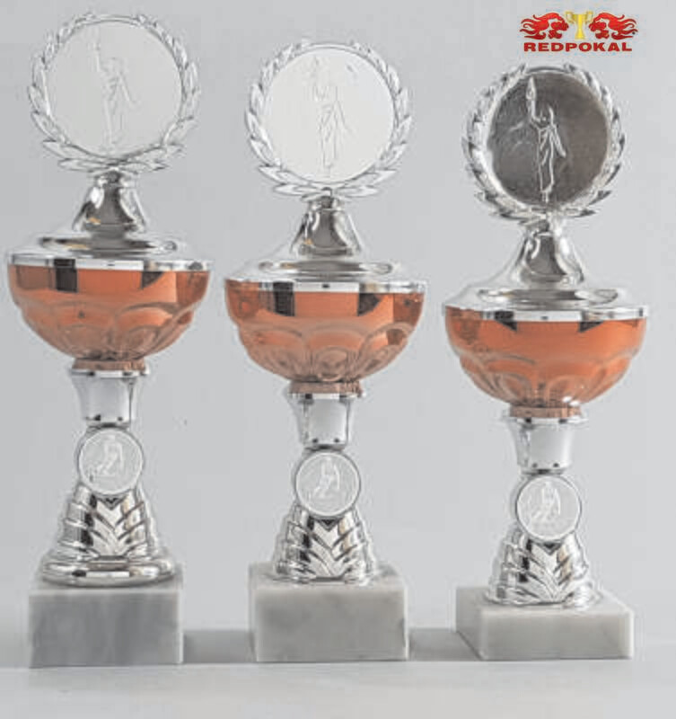 3er Pokalserie silber-rot, 23-25 cm 635/1-3 3er Pokalserie silber-rot, 23-25 cm 635/1-3
