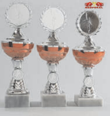 3er Pokalserie silber-rot, 23-25 cm 635/1-3