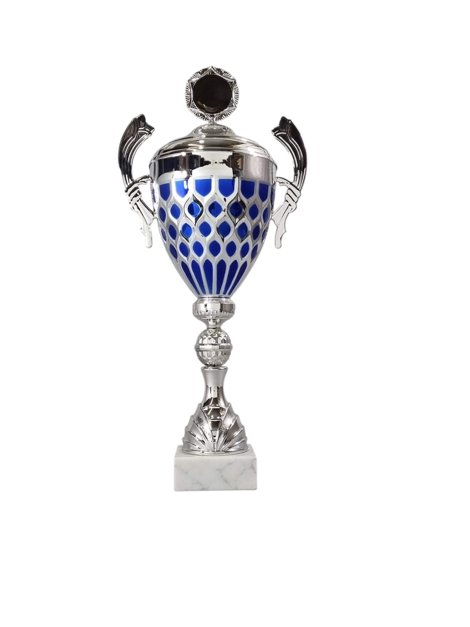 Henkel pokalserie, silber-blau mit Deckel