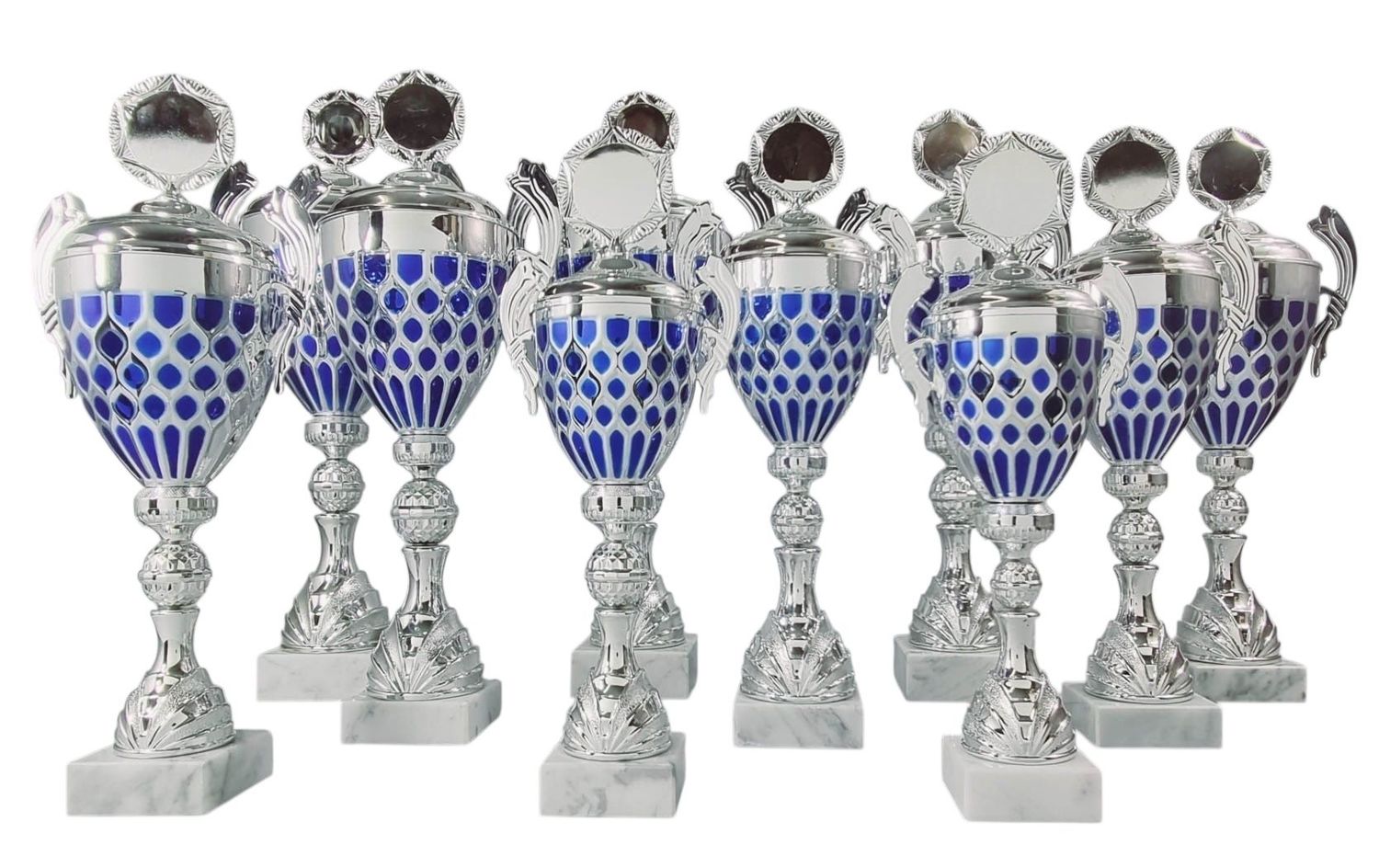 Henkel pokalserie, silber-blau mit Deckel Henkel pokalserie, silber-blau mit Deckel