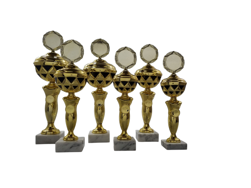 Metal Pokalserie gold -schwarz mit Marmor Sockel 787 /1-6