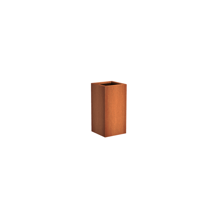 Bac ( pot ou jardinière ) carré haut colonne acier corten 400 x 400 x 600 mm