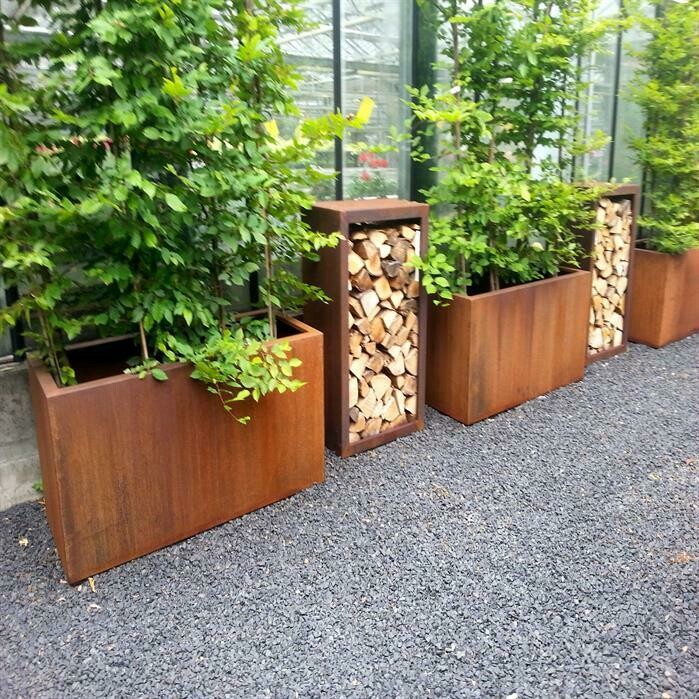 Bac rectangle corten 800 x 400 x 400 mm