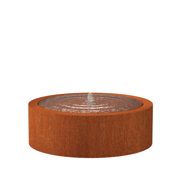 Table d'eau fontaine bassin acier corten avec pompe et éclairage Diam. 1000