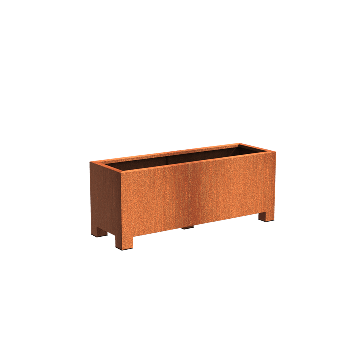 Bac rectangle corten avec pied 1200 x 500 x 600 mm