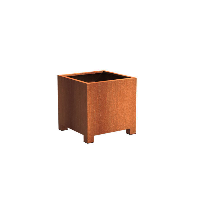 Bac ( pot ou jardinière ) carré acier corten avec pied 700 x 700 x 700 mm