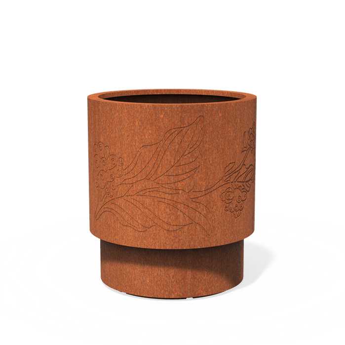 Bac ( pot ou jardinière ) rond design acier corten 800 x 900 mm