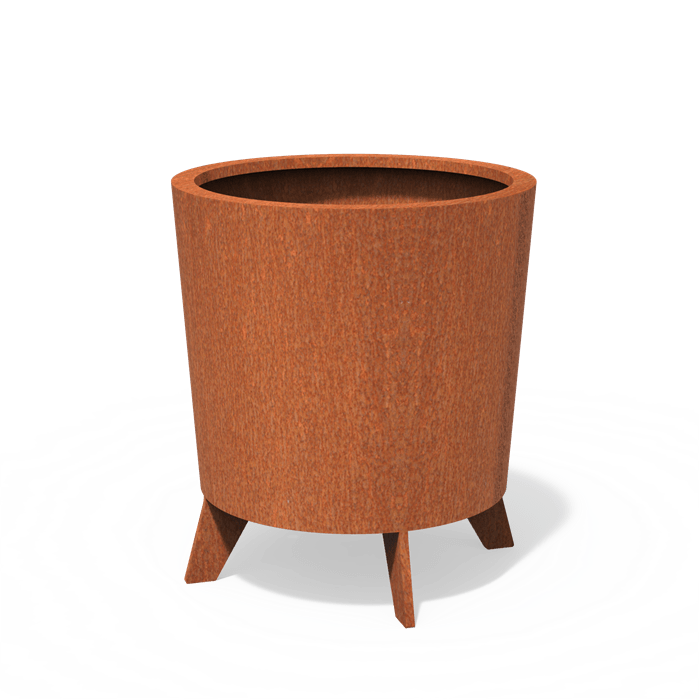 Bac ( pot ou jardinière ) rond cylindrique acier corten sur pied 800 x 900 mm
