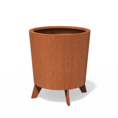 Bac ( pot ou jardinière ) rond cylindrique acier corten sur pied 800 x 900 mm