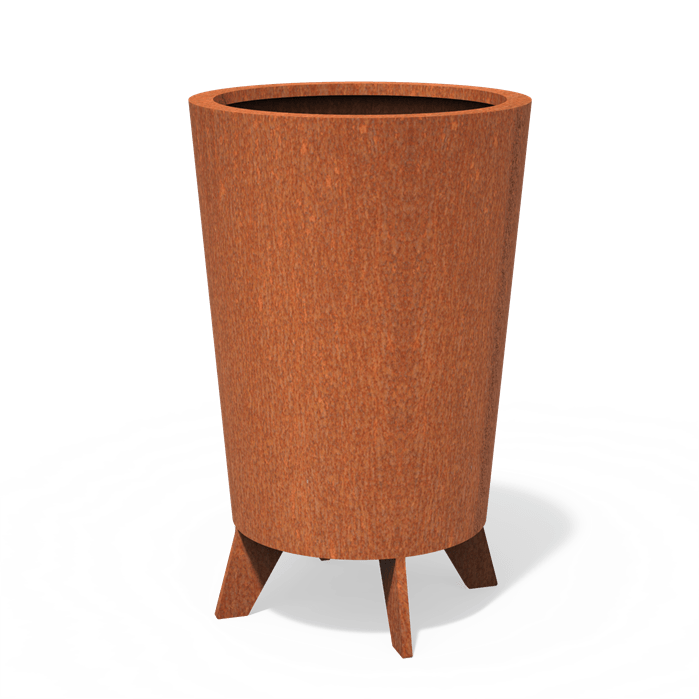Bac ( pot ou jardinière ) rond cylindrique acier corten 
 sur pied 700 x 1100 mm