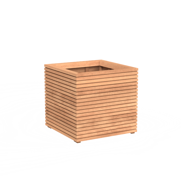 Bac ( jardinière ou pot) carré strié bois 600 x 600 x 608 mm