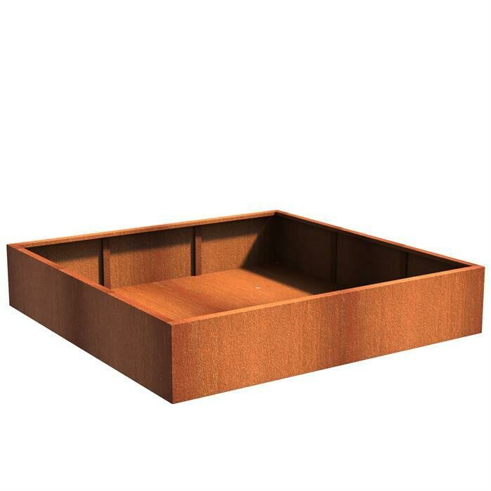 Bac ( pot ou jardinière ) carré acier corten 2000 x 2000 x 400 mm