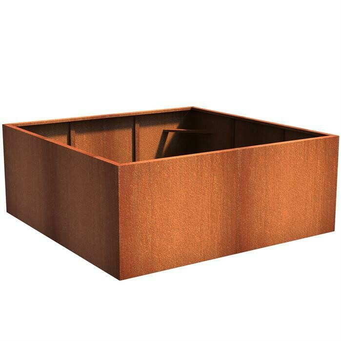 Bac ( pot ou jardinière ) carré acier corten 800 x 800 x 400 mm
