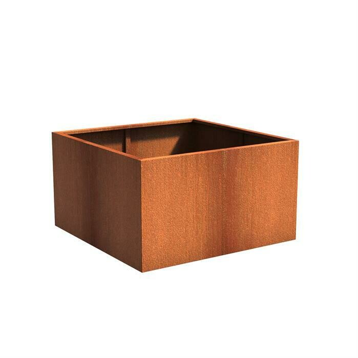 Bac ( pot ou jardinière ) carré acier corten 1200 x 1200 x 600 mm