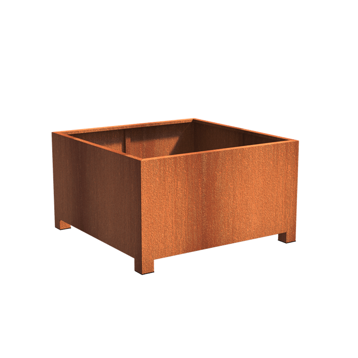 Bac ( pot ou jardinière ) carré acier corten avec pied 800 x 800 x 600 mm