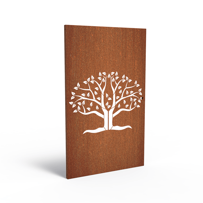 Panneau brise vue acier corten modèle 20 arbre de vie