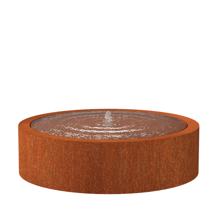 Table d'eau fontaine bassin acier corten avec pompe et éclairage Diam. 1450 mm