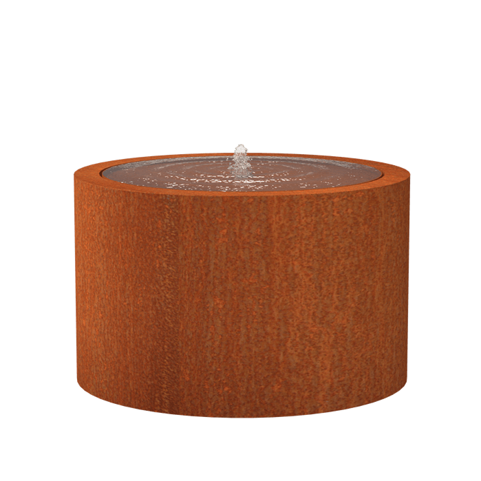 Table d'eau fontaine bassin acier corten avec pompe et éclairage Diam. 1000