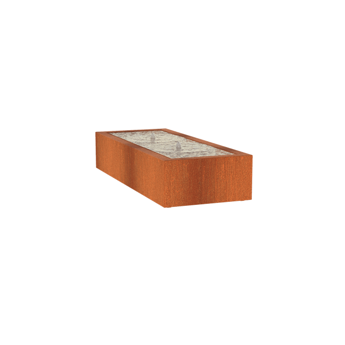 Table d'eau fontaine bassin  acier corten avec pompe et éclairage  2000 x 800 x 400 mm