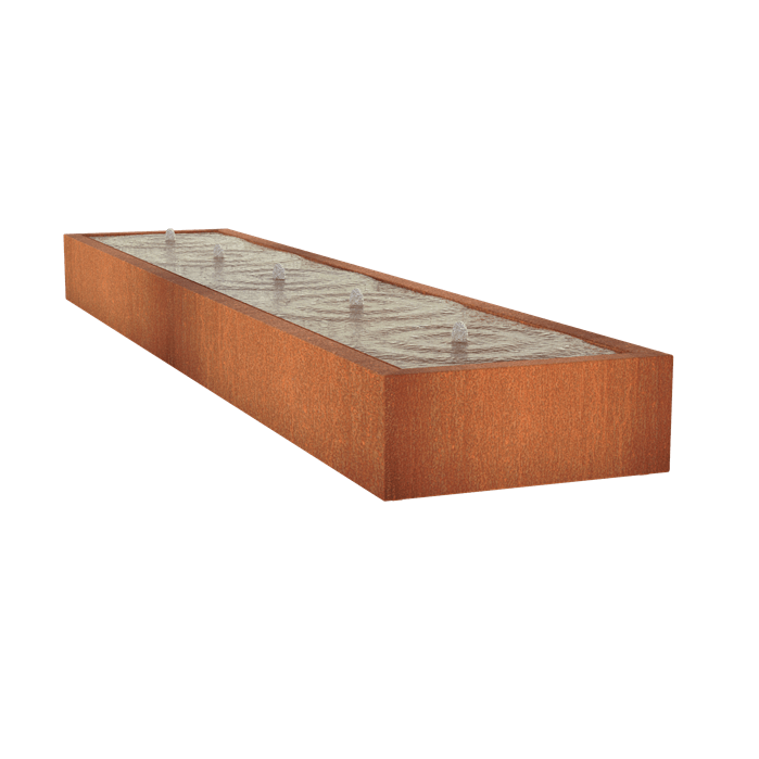 Table d'eau fontaine bassin acier corten avec pompe et éclairage  5000 x 1000 x 400 mm